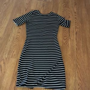 black and white stripped dress